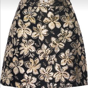 Alice + Olivia Riley Metallic Jacquard Floral A-line Mini Skirt